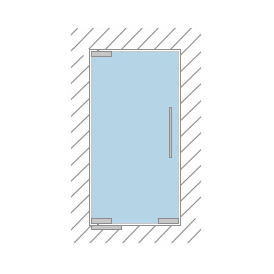 Схема стеклянной двери в проём на зажимной фурнитуре