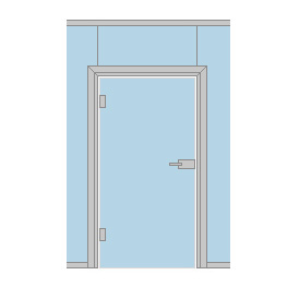 Схема стеклянной двери в зажимной алюминиевой коробке
