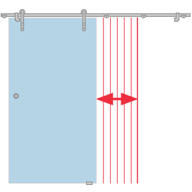 Схема стеклянной раздвижной двери на точечных креплениях