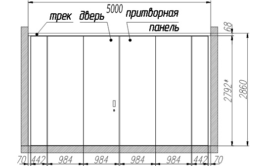 Схема с размерами 5-метровой трансформируемой перегородки
