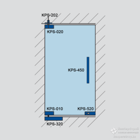 Комплект фурнитуры KPS-Glass 1 для стеклянной двери / монтаж в проём