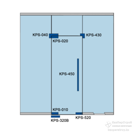 Комплект фурнитуры KPS-Glass 2 для стеклянной двери / монтаж в перегородку