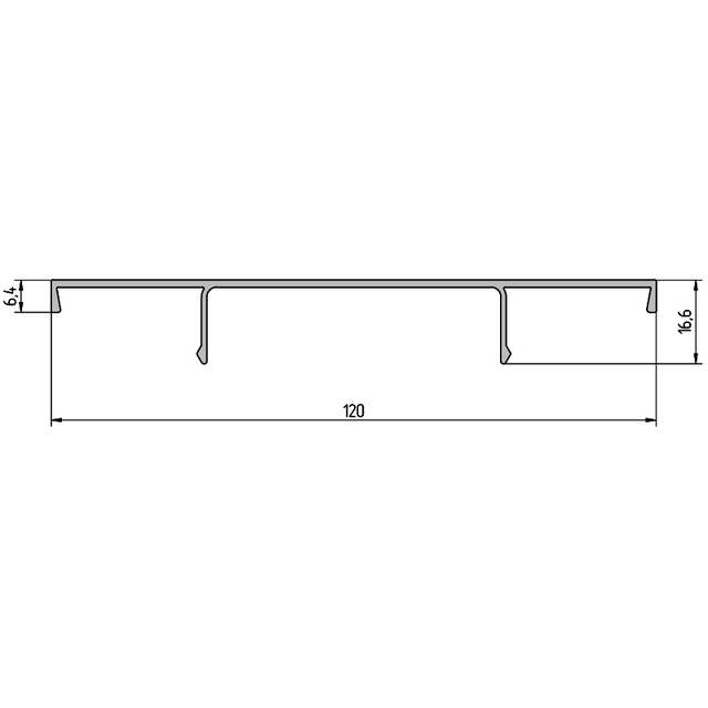 Профиль крышки AYPC.111.0504 – 120 х 16,6 мм.