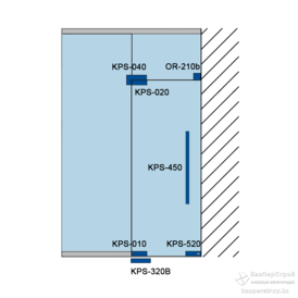 Комплект фурнитуры KPS-Glass 4 для стеклянной двери / монтаж к перегородке