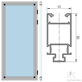 Усиленный дверной профиль Алютех ALT-111.0106M в комплекте