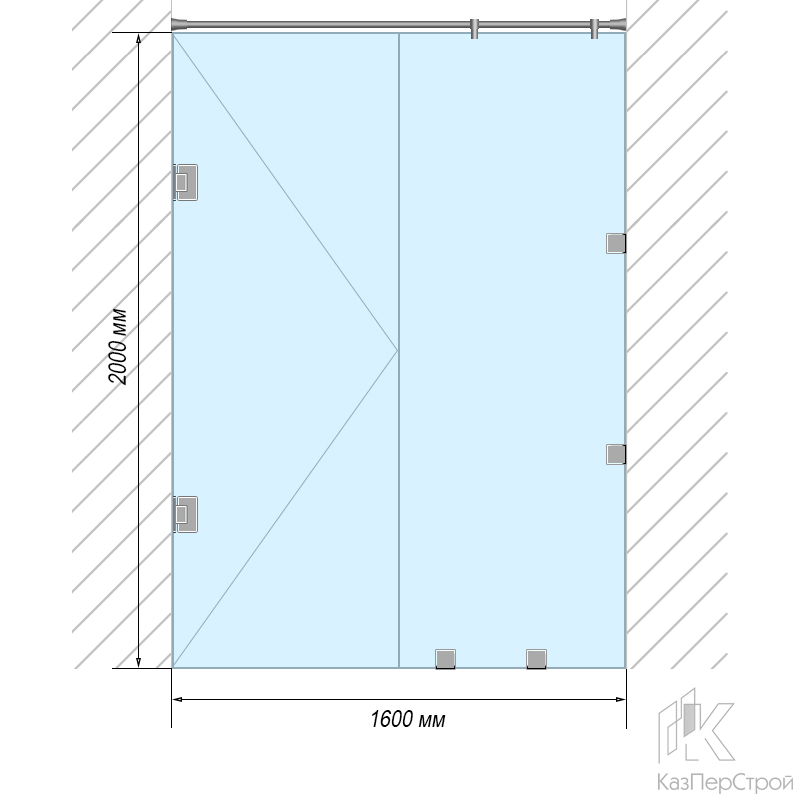 Комплект фурнитуры для душевой перегородки 1,6 x 2 с распашной дверью (17 товаров)
