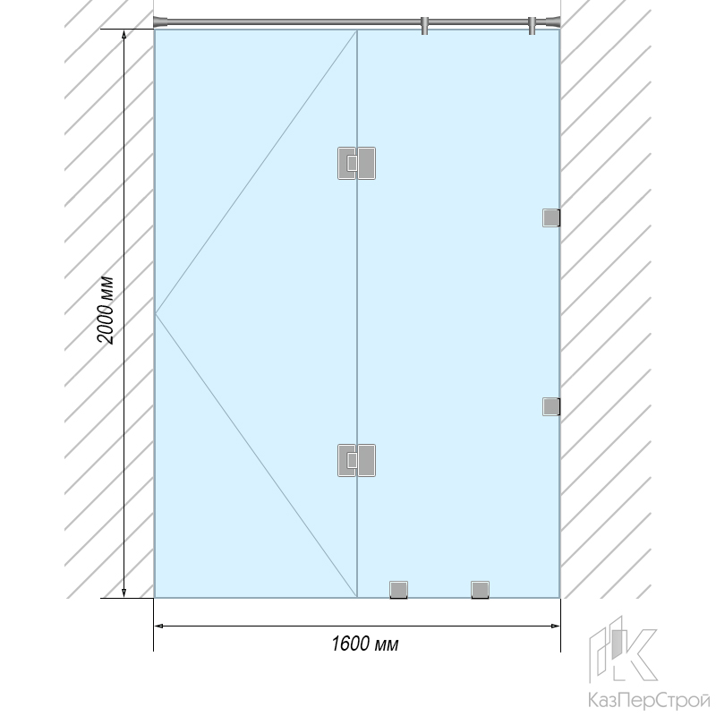 Комплект фурнитуры для душевой перегородки 1,6 x 2 с распашной дверью 
