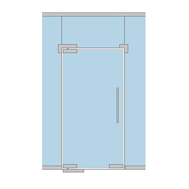 Схема стеклянной двери в перегородку на зажимной фурнитуре
