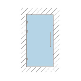 Схема стеклянной двери в проём на боковых петлях