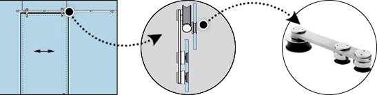 Схема: конструкция, верхний подвес, каретка в раздвижной системе OR-2010