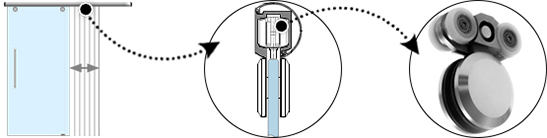 Схема: конструкция, верхний подвес, каретка в раздвижной системе OR-60