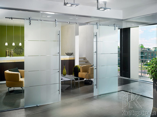 Цельностеклянная дверь с раздвижной системой OR-2010