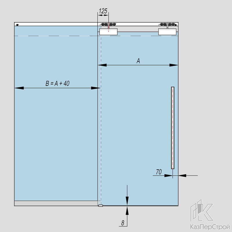 Схема установки фурнитуры OR-120 с техническими зазорами