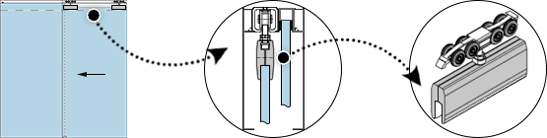 Схема: конструкция, верхний подвес, каретка в раздвижной системе OR-120